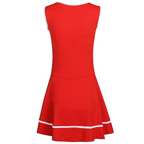 Women's Musical Uniform Fancy Dress Cheerleader Costume Outfit (Red) #TOP1