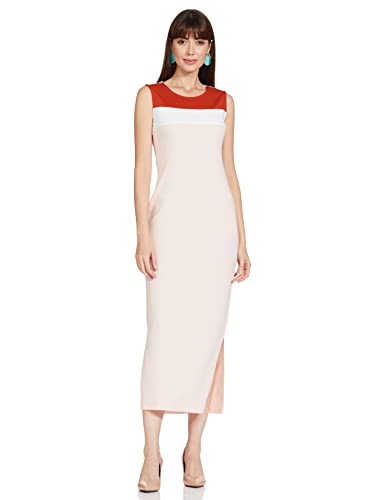 Image of Amazon Brand - Symbol Women's Crepe Bodycon One Piece Maxi Length Dress (with Color Block)