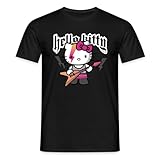 Spreadshirt Hello Kitty E-Gitarre Rock Style Männer T-Shirt, L, Schwarz