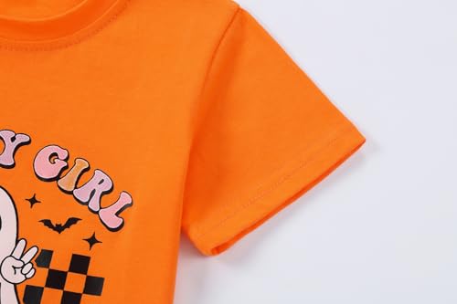 Toddler Baby Girl Halloween Shirt Cute Ghost Pumpkin T-Shirt for Kids Short Sleeve Tee Fall Tops4