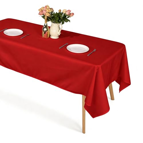 Nappe rouge écarlate grand format en tissu infroissable lavable WedDecor