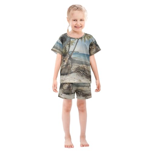 ALAZA Mouse on The Summer Beach Pajama Set Short Sleeve Sleepwear Soft Lounge Nightwear3