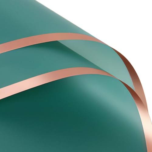 Image of Oasis - Pack of 10 Sheets Korean Style Waterproof Black Bouquet Wrapping Sheets (58cm x 58cm, 60 Microns) | Plain Green With Golden Border Design, Premium Giftwrap for Flowers & DIY Gift Wrapping Paper