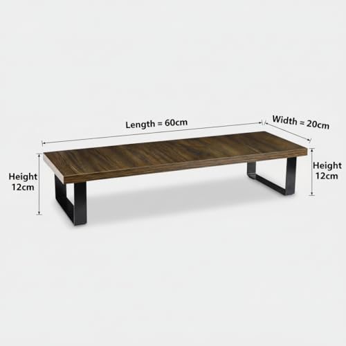 Image of flux Monitor Stand Wooden | Monitor Stand Riser | PC Stand For Desktop Table | Non Slip, Material: Particle Board & Metal Brown