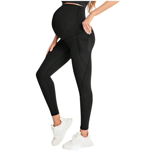 DeHolifer Leggings Premaman da Donna,Asciugatura Rapida Pantaloni Supporto Addominale Leggins a Vita Alta Pantalone con Tasche Leggings Sportivo Pantaloni Elasticizzato Comodi Abbigliamento da Yoga