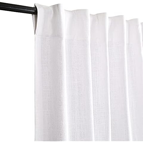 Farmhouse Curtains 50x84 inch White Textured Slub with double Layer,Bathroom curtains,Bathroom window curtains,84 in curtain,cotton curtains,tab top curtains,white cotton curtains,white panel curtain Cover