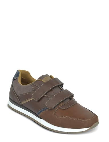 Pegasus | Men's | Wide Fit Touch Fasten Trainer and Effortless Style | Brown