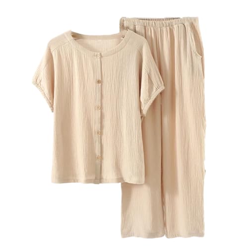 Ensemble t-shirt pantalon abricot Alloaone tenue d'intérieur respirante pour femme active en été