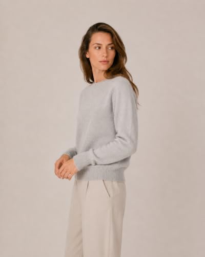 Image of State Cashmere Women's Essential Crewneck Sweater 100% Pure Cashmere Classic Long Sleeve Pullover