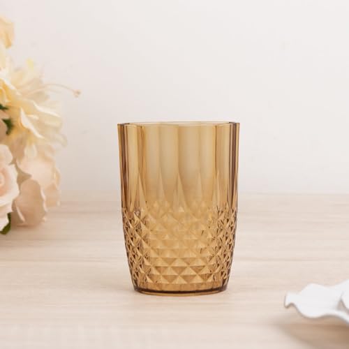 Balsa Circle 6 Crystal Amber Gold 16 oz Plastic Disposable Drinking Glasses Wedding Party Events Reception Catering Decorations Supplies