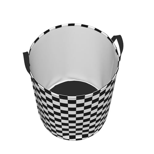 Image of Laundry Basket Black White Checkered Decor - Waterproof Laundry Hamper Race Car Room Decor Collapsible Laundry Baskets With Handles - Toy /Clothes Storage Basket For Home Bedroom Bathroom Decor