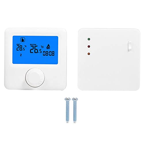 Wireless LCD RF Digital Temperature Controller - Heating Thermostat for Boilers & HVAC Systems with Easy-to-Read LCD Display / / / /