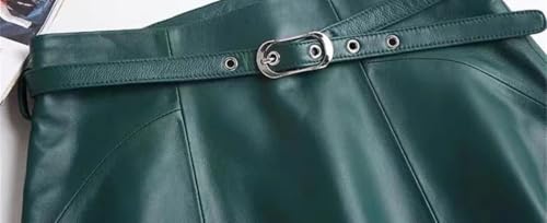 Women Genuine Leather Elegant Long Skirt Versatile Belt Fluffy Umbrella Skirt4