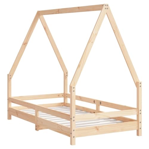 Cama infantil de madera de pino maciza de 80 x 160 cm con somier integrado 6