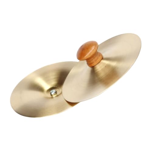 Abaodam 2 Pack Toddler Musical Cymbals Small Finger Cymbals for Boys and Girls Stages Hand Percussion Instrument Wooden Handle for Dancer and Boys and Girls' Entertainment