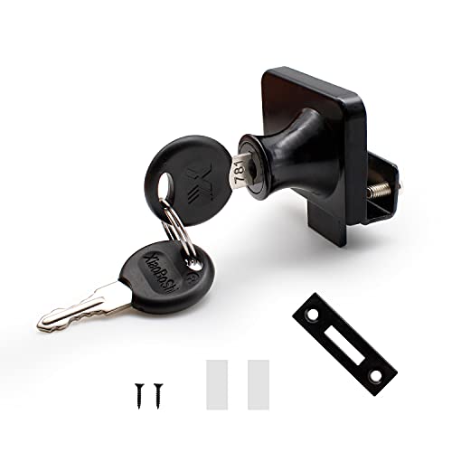 Cerraduras de Gabinete,Cerraduras de Vidrio para Gabinete con Llave Separada, Acabado Negro Cerradura de Seguridad para Vitrina, No es Necesario Perforar, se Puede Instalar Vidrio de 5-8 mm Cover