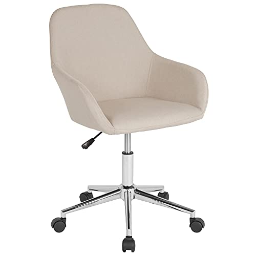 Consejos para Comprar Silla Giratoria Top 5. 43 Flash Furniture Cortana - Silla Trasera Media para el hogar y la Oficina, en Tela Beige
