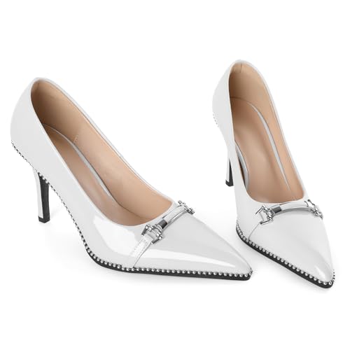 Image of Women's High Heel Pumps Stiletto Heel Pumps for Women Pointed Toe Heels Elegant Classic 3.5 Inch Beaded Pumps