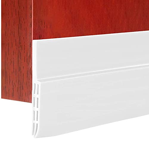 Calfeutrer Bas de Porte, 100cm x 5cm Bas de Porte Adhési, Souple Silicone Isolant Phonique Thermique Bande d'étanchéité Anti Bruit Poussière Stop à l'air Froid Anti Insectes Souris (2x Blanche) Cover