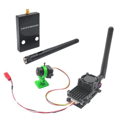Jooehyer Alcance de MáS de 20 Km 5,8 GHz 2 W FPV Transmisor InaláMbrico 2000 MW 48 Canales + Receptor + CáMara 1000TVL para RC FPV Racing Drone
