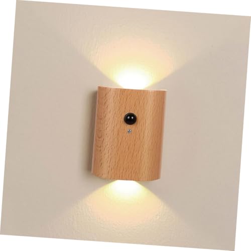 Aplique de pared LED sensor movimiento recargable madera pasillo 7