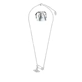 Generic Silver Safety Pin Lucrece Planet Saturn Orb Stainless Steel Necklace Earrings Set Chain Shiny CZ Necklace Stud Earrings Set Dainty Gifts Party Jewelry Gift