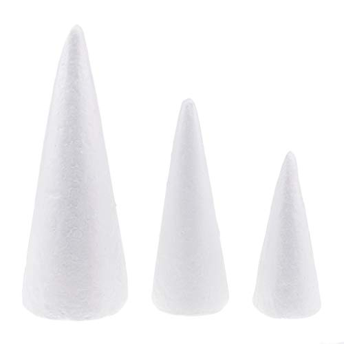 Confezione di 3 Coni in Polistirolo 15cm 20cm 25cm...