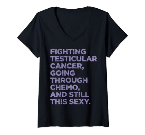 Mujer Divertido regalo de cotización de luchador contra el cáncer de testículo para pacientes con quimioterapia Camiseta Cuello V