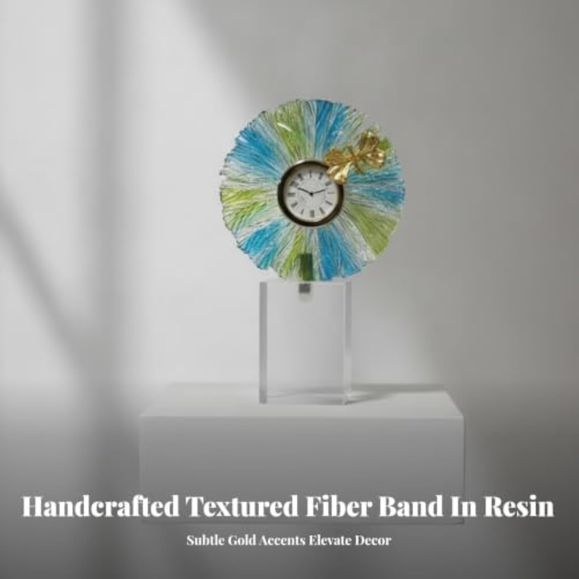 Tabletop Clock with Butterfly, Translucent Textured Circle