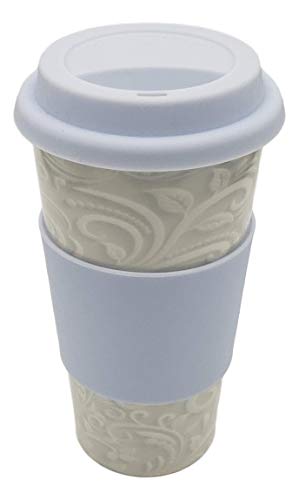 Upper Drawer 16 oz Ceramic Double Wall Insulated Travel Mug with 100% Silicone