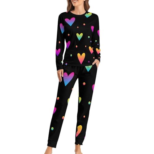 Ensemble pyjama femme Love Dots fini les nuits fraîches grâce aux manches longues