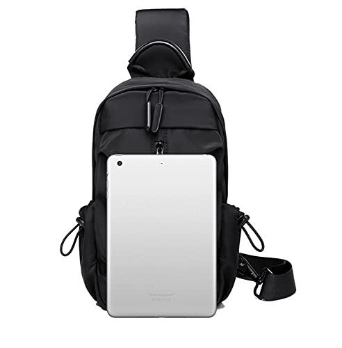 Bandolera gris M para hombre casual impermeable con asa y bolsillos dobles 7