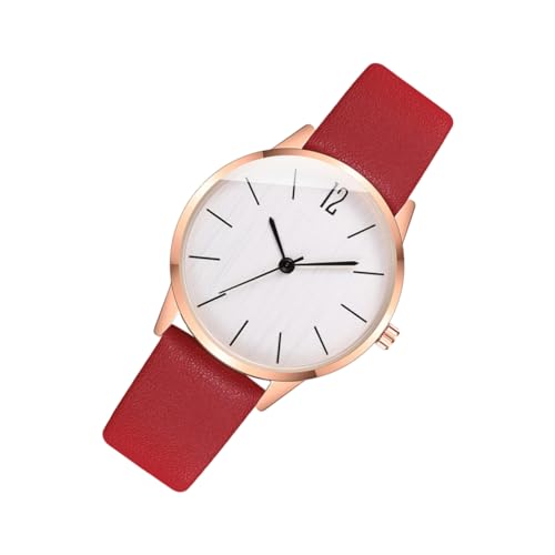 OUNONA Reloj de Pulsera de Señora con Correa de PU Roja Elegante y Clásico para Estudiantes y Mujeres Resistente y OUNONA Reloj de Pulsera de Señora con Correa de PU Roja Elegante y Clásico para Estudiantes y Mujeres Resistente y