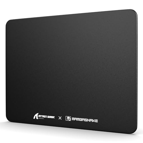 ATTACK SHARK × MAMBASNAKE CM05 SE ガラスゲーミングマウスパッド プレミアムな強化ガラス 滑らか マイクロエッチング表面 FPS·ゲーム向け （410mm×310mm×5mm） eスポーツ 高精度トラッキング 大型サイズ 滑り止めPU底 端に丸みをもたせた CNCフライス加工 硬度9H 汚れに強い 手入れ簡単 耐久性 防水性 国内正規品（ブラック）