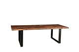 Mesa con base de hierro y tablero de madera maciza reciclada de roble