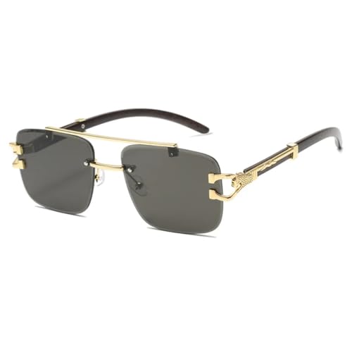Lunettes de soleil sans monture rectangulaires grand format en métal pour femme et homme