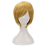 Fwhwj Men's Cosplay Wigs with Bangs Short Yellow Blonde, Halloween Christmas Costume Party Wig