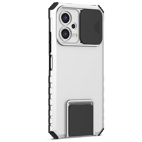 Image of ShieldTech Back Cover Compatible to Redmi Note 12 5G with Sliding Camera Shield & Stereoscopic Holder 360 Protection Mobile Phone Case for Redmi Note 12 5G (PC, White)