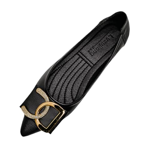 Women's Genuine Leather Pointed Toe Slip On Flats Ultra Soft Sole Comfortable Dress Shoes for Parties Dates Office Wear