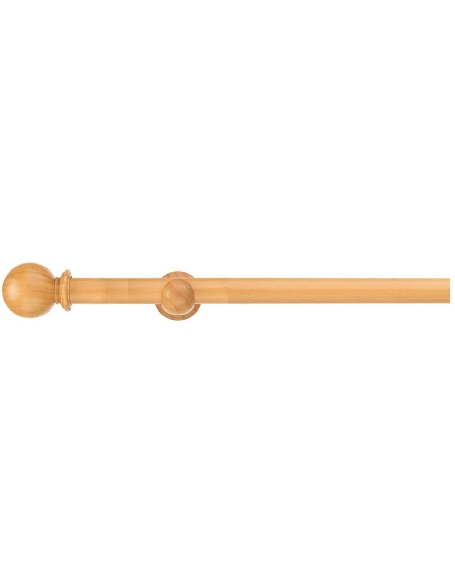 Abc Decor Natural Oak 28Mm Naturals Eyelet Wooden Wood Curtain Pole, Ball Finials, 360 Cm