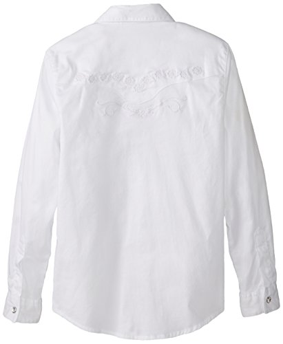 Wrangler Girls' Long Sleeve Western Snap Shirt, White, X-Large #TOP1