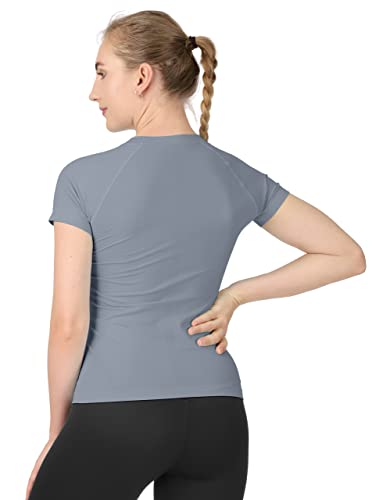 Image of MathCat Seamless Workout Tops for Women Short Sleeve Yoga Running Shirts,Breathable Athletic Compression Shirt Women XS-XL