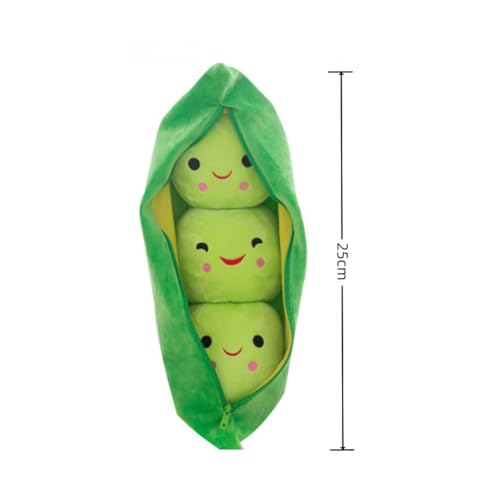 LAARNT 25cm SüßE GrüNe Erbsen-PlüSchpuppe,Liebenswerte PlüSchtier,Kreative Gewachsene Erbsen Sweet Cuddle Cotton Stuffed Toy,Einzigartiges Gewachsenes Erbsenkissen