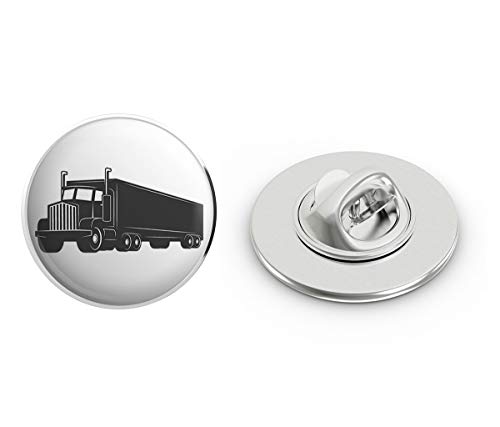 Simple Gray Scale Long Distance Semi Truck Element Cartoon Round Metal 0.75
