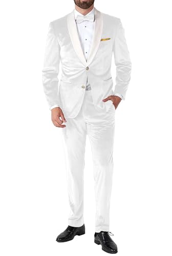 Mens Velvet Suits Slim Fit 2 Piece Shawl Lapel Tuxedo Jacket Pants for Men Fashion Suit Wedding Prom with Tie