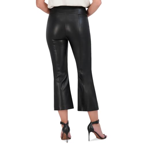 BCBGMAXAZRIA Women's Faux Leather Bell Shape Crop Pant with Zipper Closure2