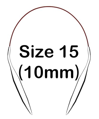 Image of cuteDIY Size 15 Circular Knitting Needles 16 Inch Set Round Metal Kit (Etched US&mm, Color-Coded Cable, Smooth Join)
