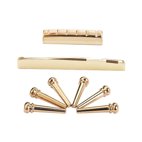 SUPVOX Adjustable Guitar Nut and Bridge Saddle Pins Copper Acoustic String Pegs for Acoustic Guitar Bridge