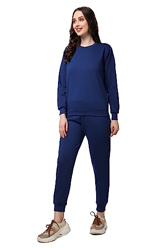 Image of Women's Full Sleeves Round Neck Winter wear Casual Fit Sweatshirt and Jogger Set Cotton Stretchable Comfort Fit and Warm for Cold Season for Everyday Winter Season Wear