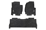 Rough Country Flex-Fit Floor Mats for Ford F-250/350 Super Duty (2017-2025) Crew Cab - Front & Rear Set, Custom All-Weather Non-Slip TPE Liners w/Spill Saver Lip